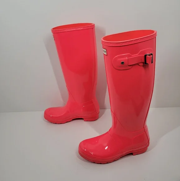 Pink Ladies Red Hunter Wellies Size Hunter Shoes Hunter Original